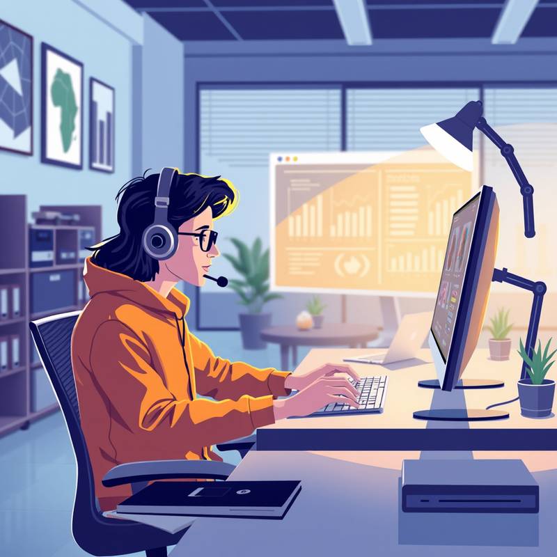 A graphic designer working on a digital illustration.