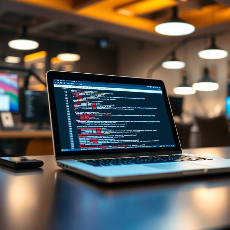 A laptop displaying code, illustrating the Web Development Bootcamp course.
