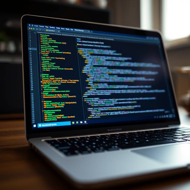 A laptop displaying lines of code, representing the Web Development course.