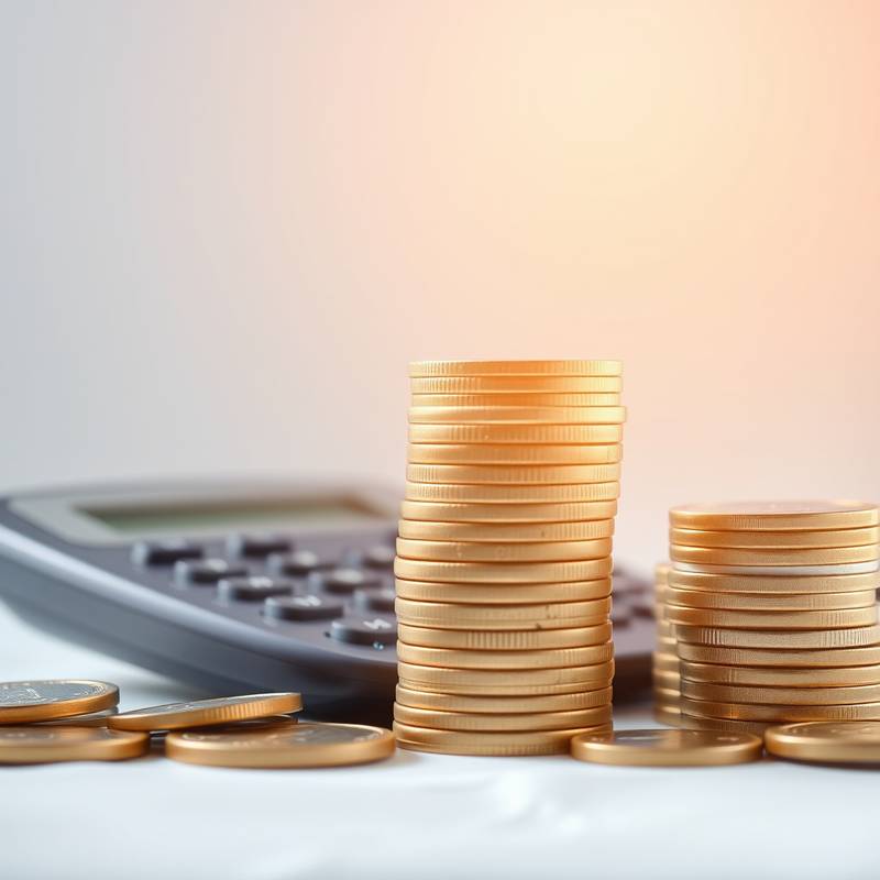 Stacks of coins and a calculator, symbolizing the Personal Finance Essentials course.
